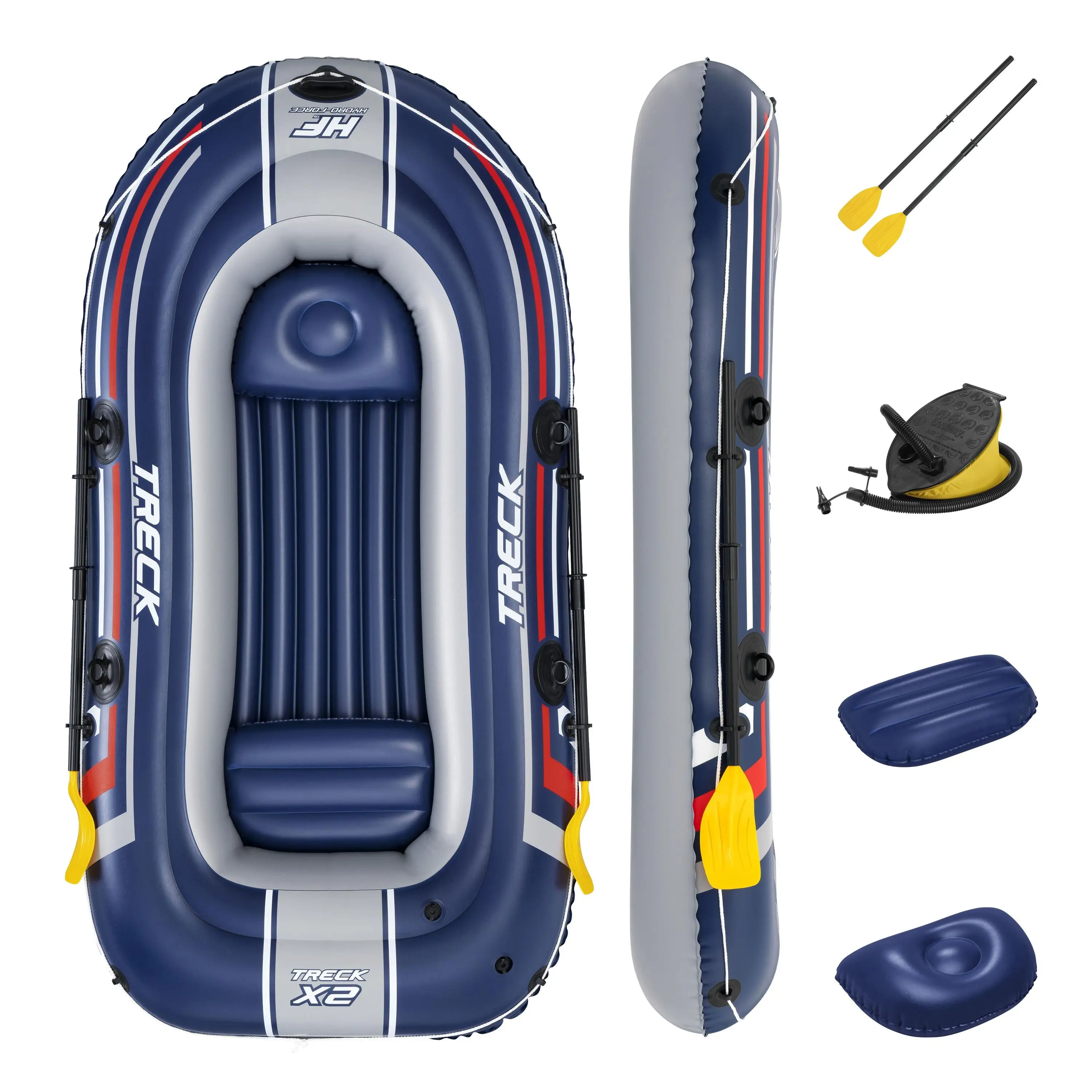 61068 2.55m X 1.27m Durable Inflatable Raft Set Inflatable Fishing Sports Boat Rowing Boats with PVC 2 Person