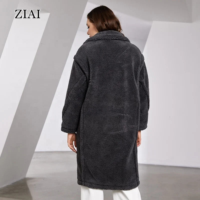 Hot sale women shearing fur winter coat oversize winter outwear wool overcoat real shearling coats sale