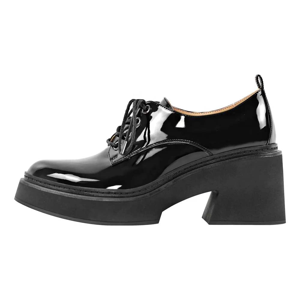 Patent PU Dress shoes oxfords women shoes round toe flat shoes factory selling directly