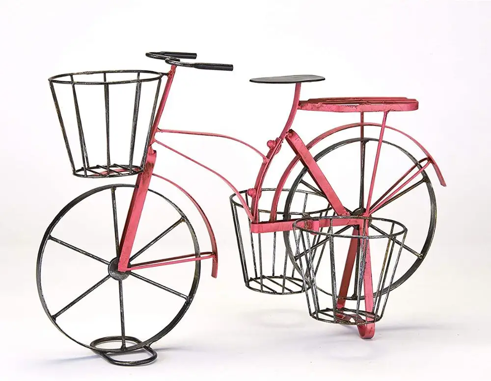 Wrought Iron Vintage 3 Baskets Bike Planter