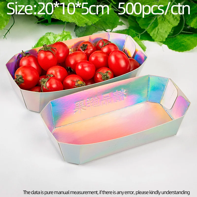 Disposable Cardboard Tray Fruit Packaging Cherry Tomato Box Fresh Fruit Take Away Paper Fruit Tray