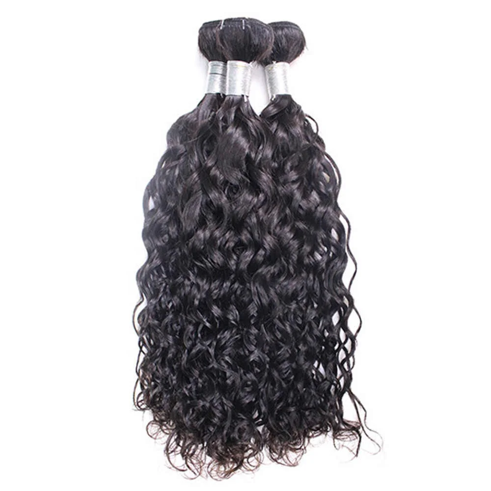10A Raw Brazilian Indian Remy Human Weave Full Bundle Vendors Water Wave Curly Wholesale Virgin Cuticle Aligned Hair