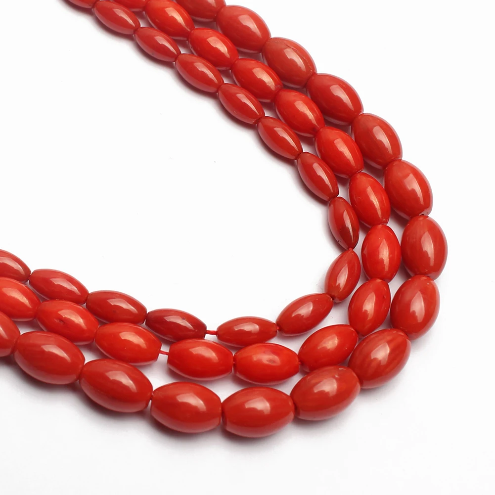 High Quality Natural Loose Beads Rice Shape Red Coral Beads For Jewelry Making Diy Bracelet Necklace