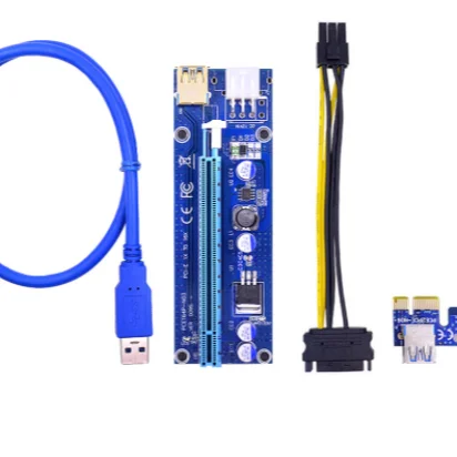 power cable VER009S PCI-E Riser Card 009S PCI Express 1x to 16X, 100cm extender, 60cm, 30cm, USB cable 3.0 sata, 6 pieces