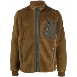 OEM custom logo stand collar  full zip up fleece winter outdoor shearling sherpa jacket for men