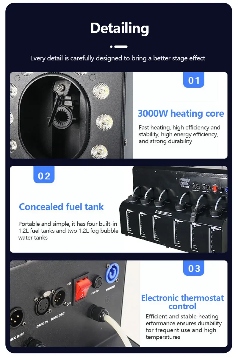 LED Four Hole Smoke Bubble Maker DMX 8 Channel Stage Show Wedding 3000W Smoke Bubble Machine