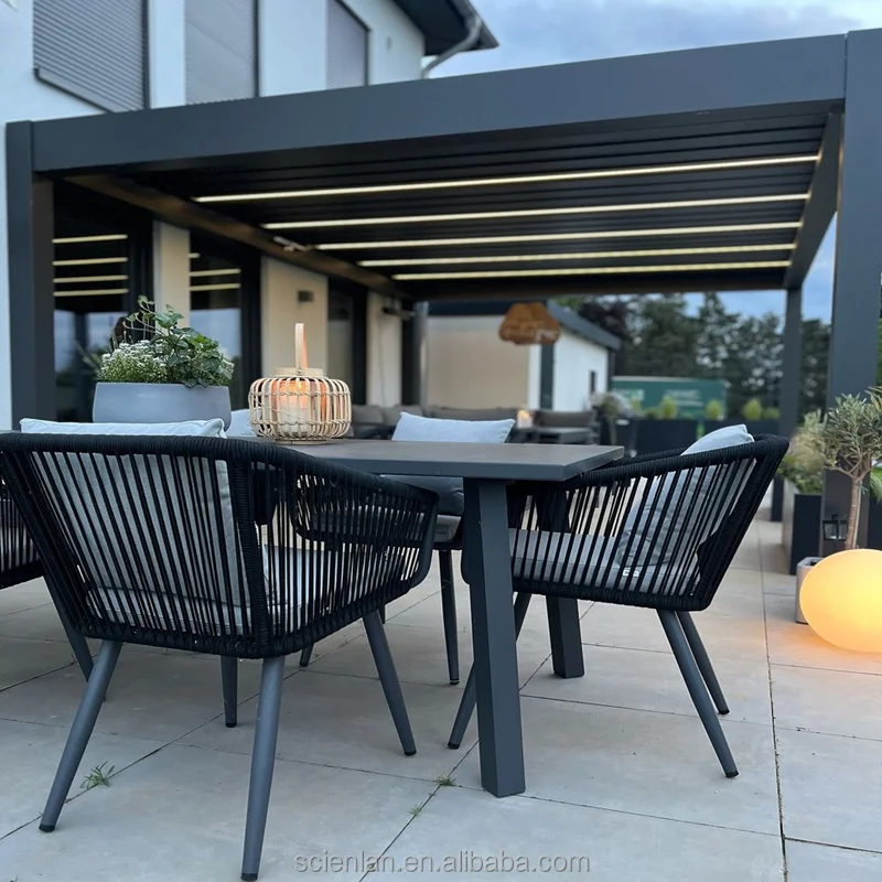 Hot Sales Manual Motorized Easy And Fast Setup Aluminum Pergolas Terrace Roof Rainproof Garden Louver Aluminum Pergola