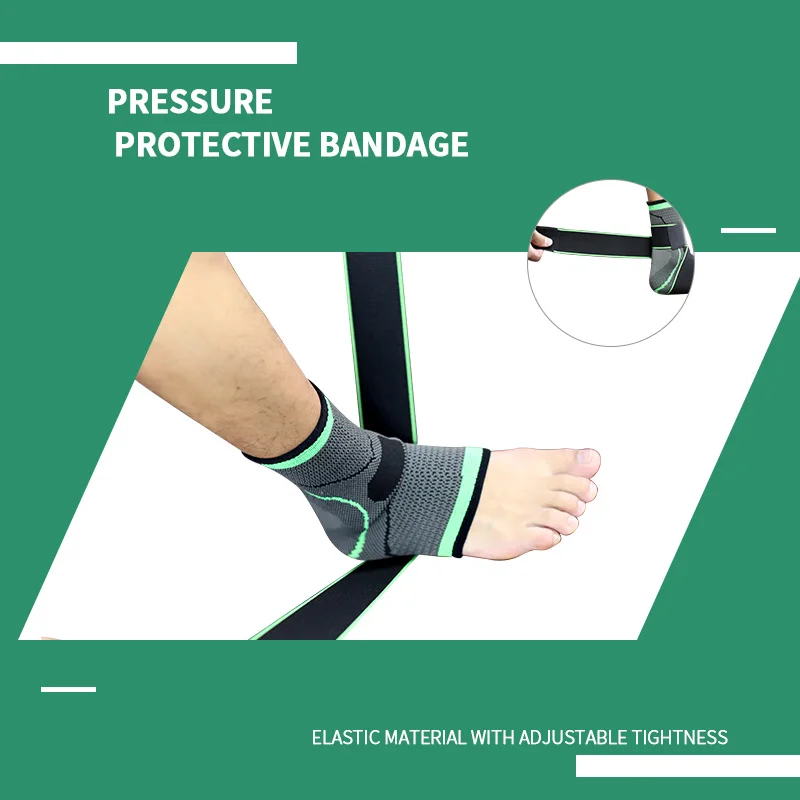 Adjustable breathable compression ankle support brace for running walking