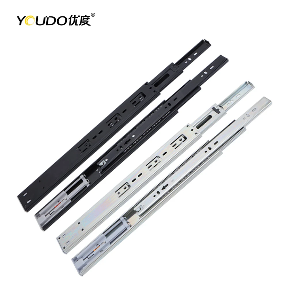 YOUDO 3-Fold Full Extension Ball Bearing Slide Rebound Push to Open Drawer Slide 45mm Sliding Hardware for Furniture Cabinets