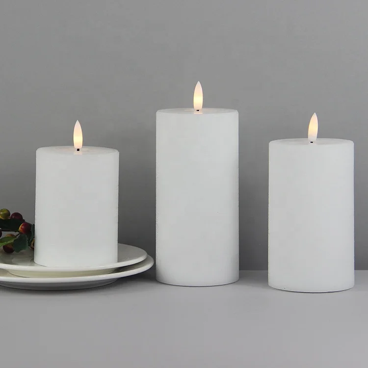 Flickering wholesale flameless candles wax with 3D real flame