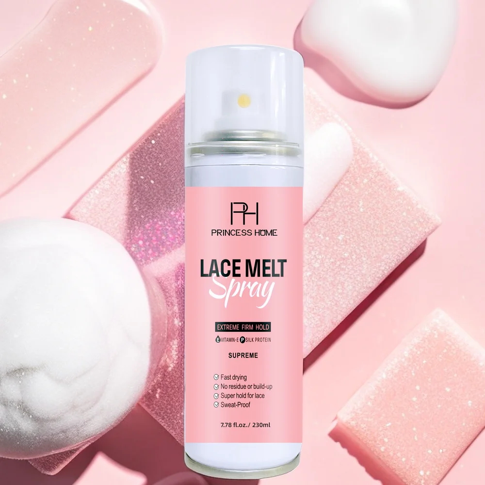 230ml Aerosol Tank Pink Bottles Private Label Strong Hold Waterproof Lace Glue Wig Adhesive Melting Spray