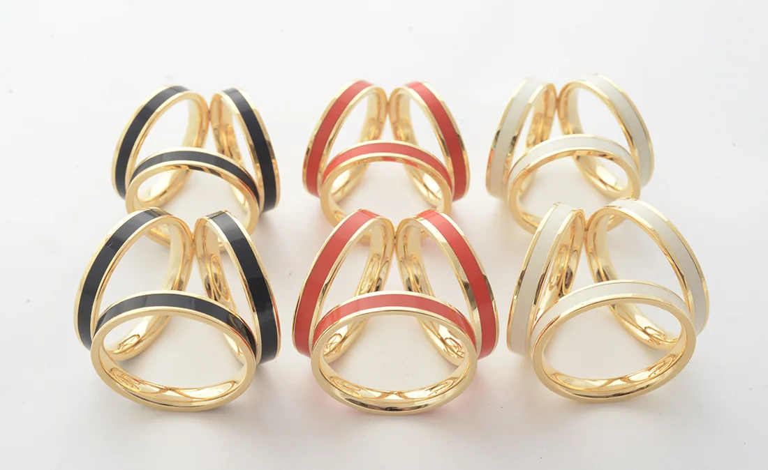 Metal High Quality Jewelry Fashion Three Rings Tricyclic Enamelled Stainless Steel Silk Scarf Buckle Rings For Scarf Women