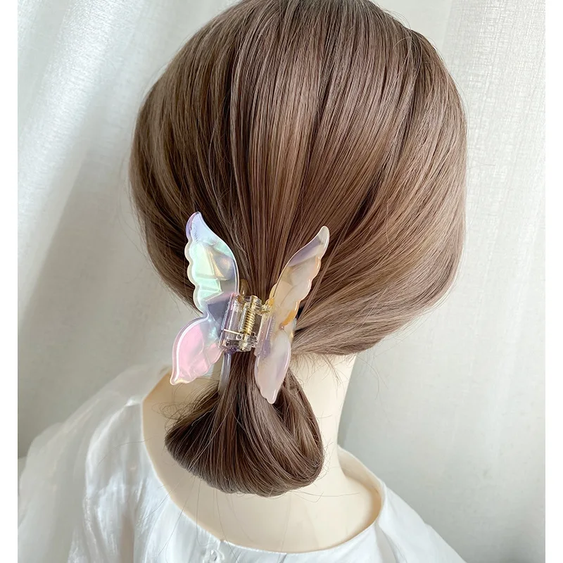 high quality custom tortoise shell acetate hair claw butterfly claw clip girls 6cm fancy summer hair claw clips women