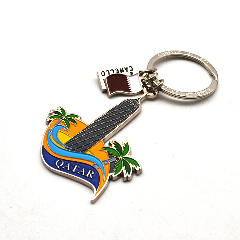Недорогой рекламный металлический брелок с логотипом на заказ, сувенирный брелок для ключей из Катара