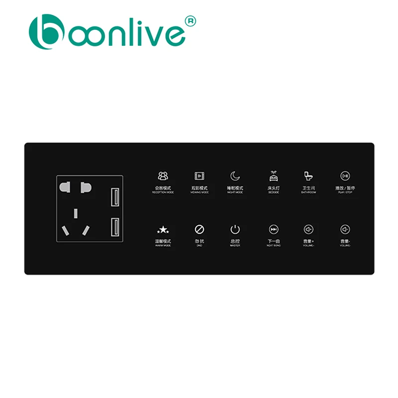 Boonlive Shenzhen Electrical Glass Panel RS485 Remote Led Smart Wall Switch Socket For Light Control For Home