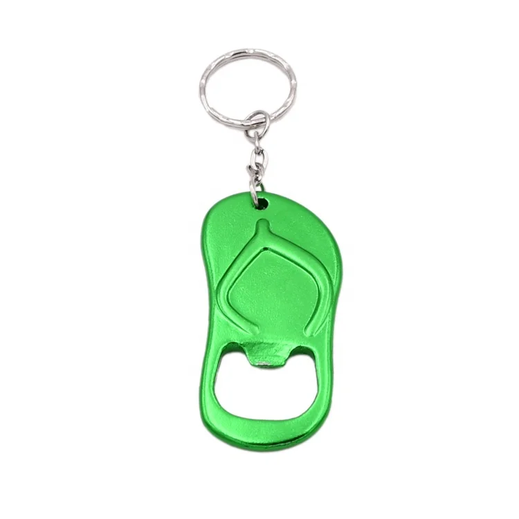 Factory wholesale 6.7cm creative wedding favor slipper bottle opener flip flop opener with keychain