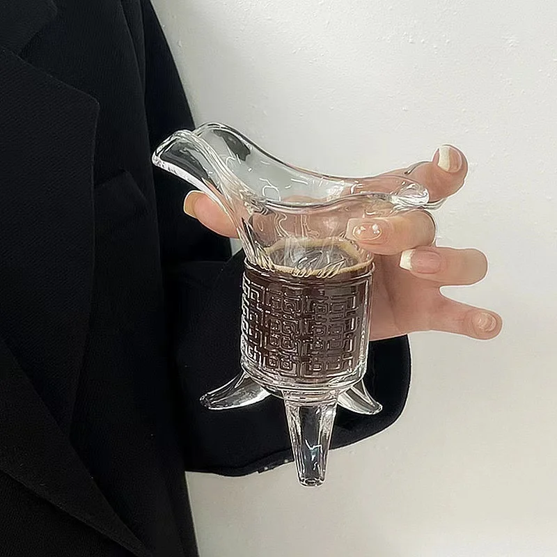 Fancy martini shape long ball stem colored shot glass from China factory