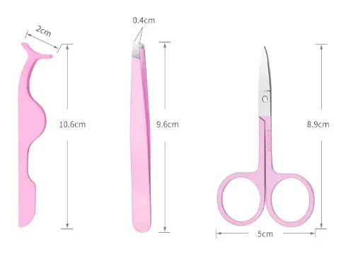 
Custom Logo Stainless Steel Eyelash Tool 2/3 pcs Eyelashes Applicator Eyebrow Tweezers Makeup Scissors Set For False Eyelashes 