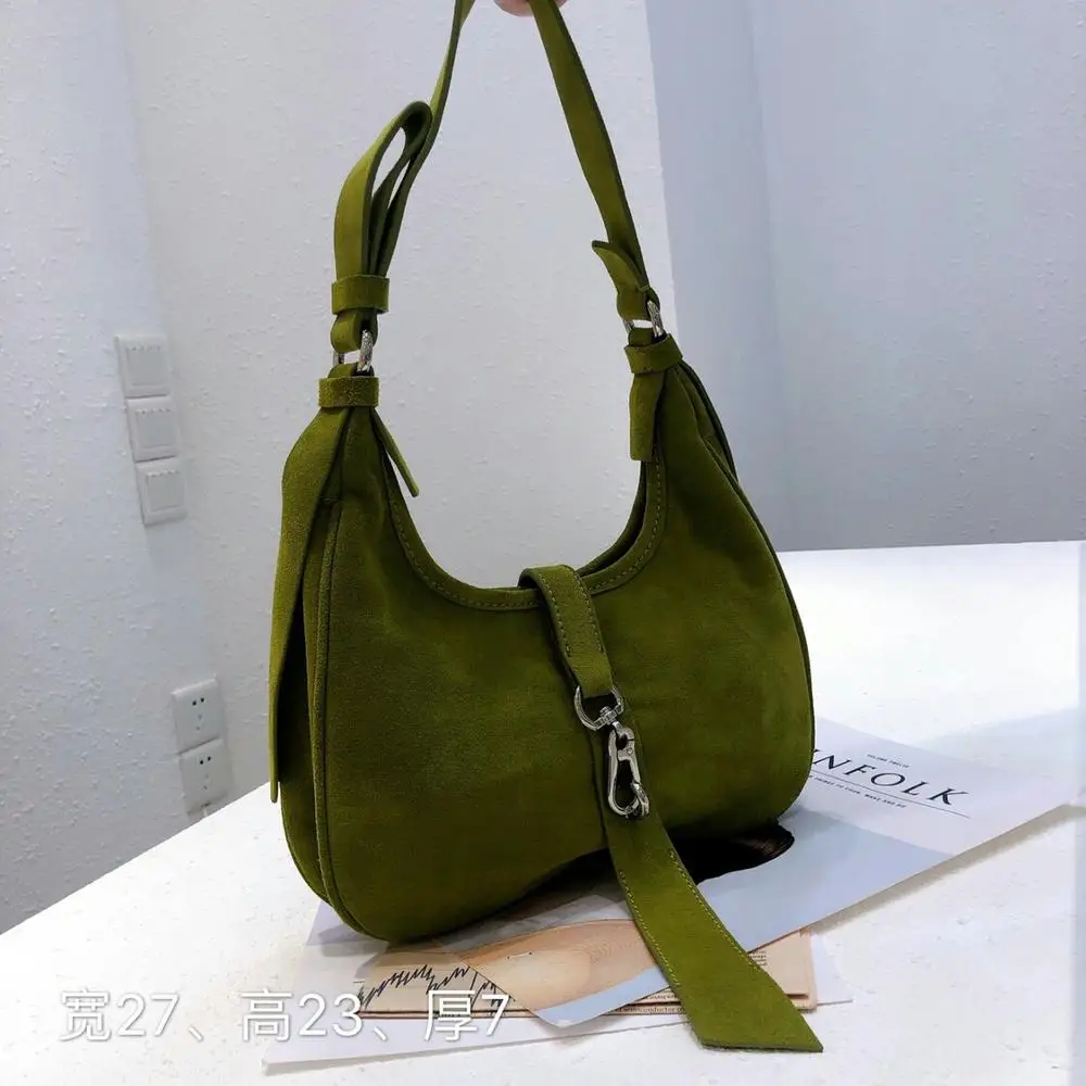 
2021 autumn and winter new PU bag leather suede handbags Korea advanced temperament underarms web celebrity wild Shoulder bag 
