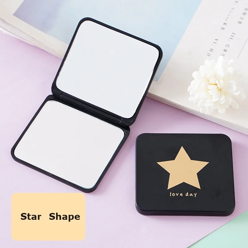 manufacturer small size square plastic hand mirror folding black beauty makeup cosmetic travel mirror portable pocket