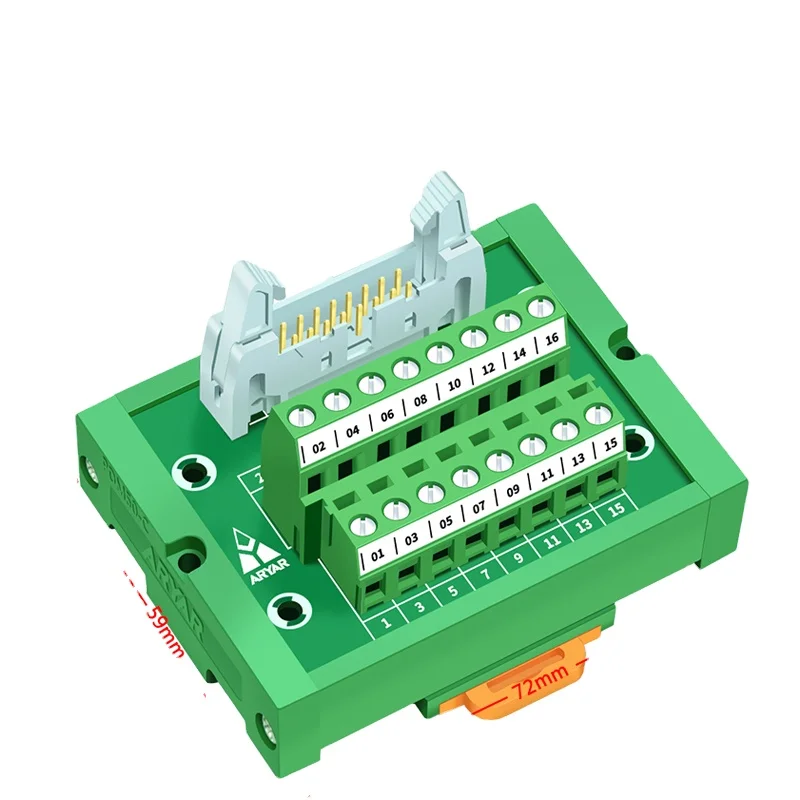 IDC16 Mini male terminal block breakout board  connector PLC relay adapter DIN Rail Mounting Breakout board