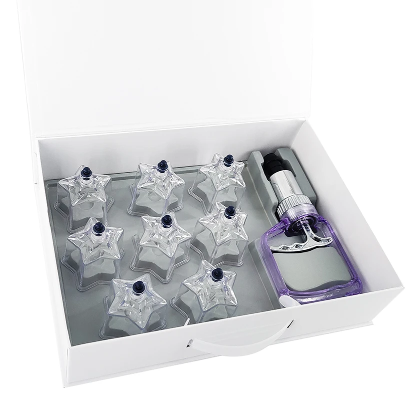 8Pcs Star Shaped Cupping Cups 1 Cupping Gun Plastic Vacuum Therapy Set Cupping Kit Massager with Box