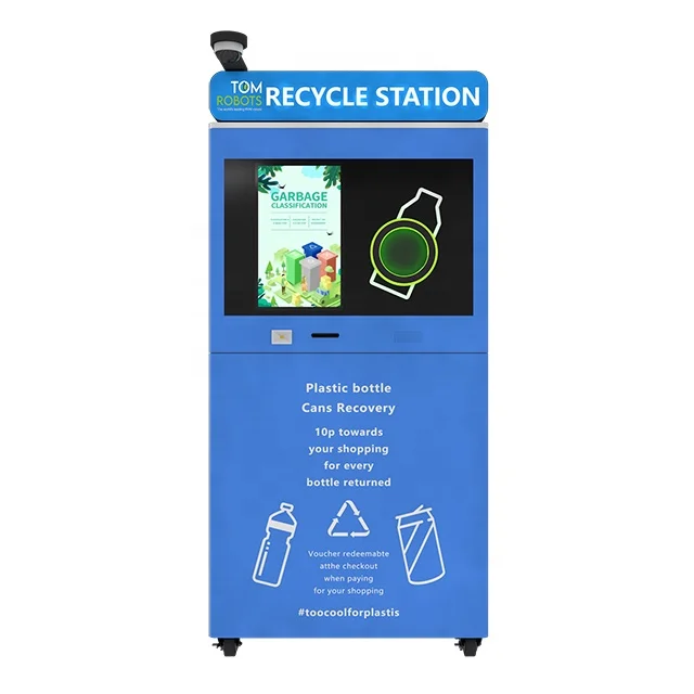 RVM -Reverse Vending Machine for plastic water bottle and aluminum can Rewards for recycling without Compactor, Scanner, AI