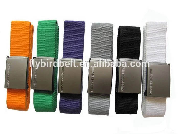 38mm embossed Fashion popular Customized Logo Firm Durable Fabric Cotton Web Canvas belt with open close buckle