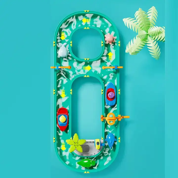 2024 Hot summer toys water rafting adventure park track can DIY fishing assembly set beach toys