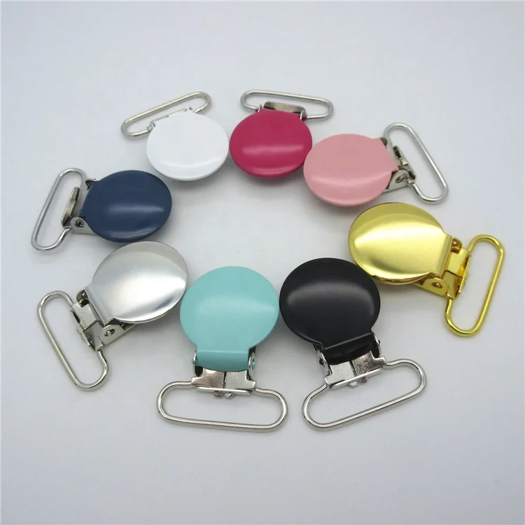 
Factory supply 1.0 inch colorful safety round baby metal suspender clips  (62446767032)