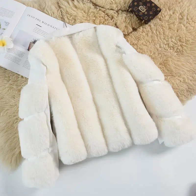 Hot sell  MOQ 1 Fashion PU Leather kids new fashion toddler girls Fur Coat Fox Fur Warm Girl Fur Coat