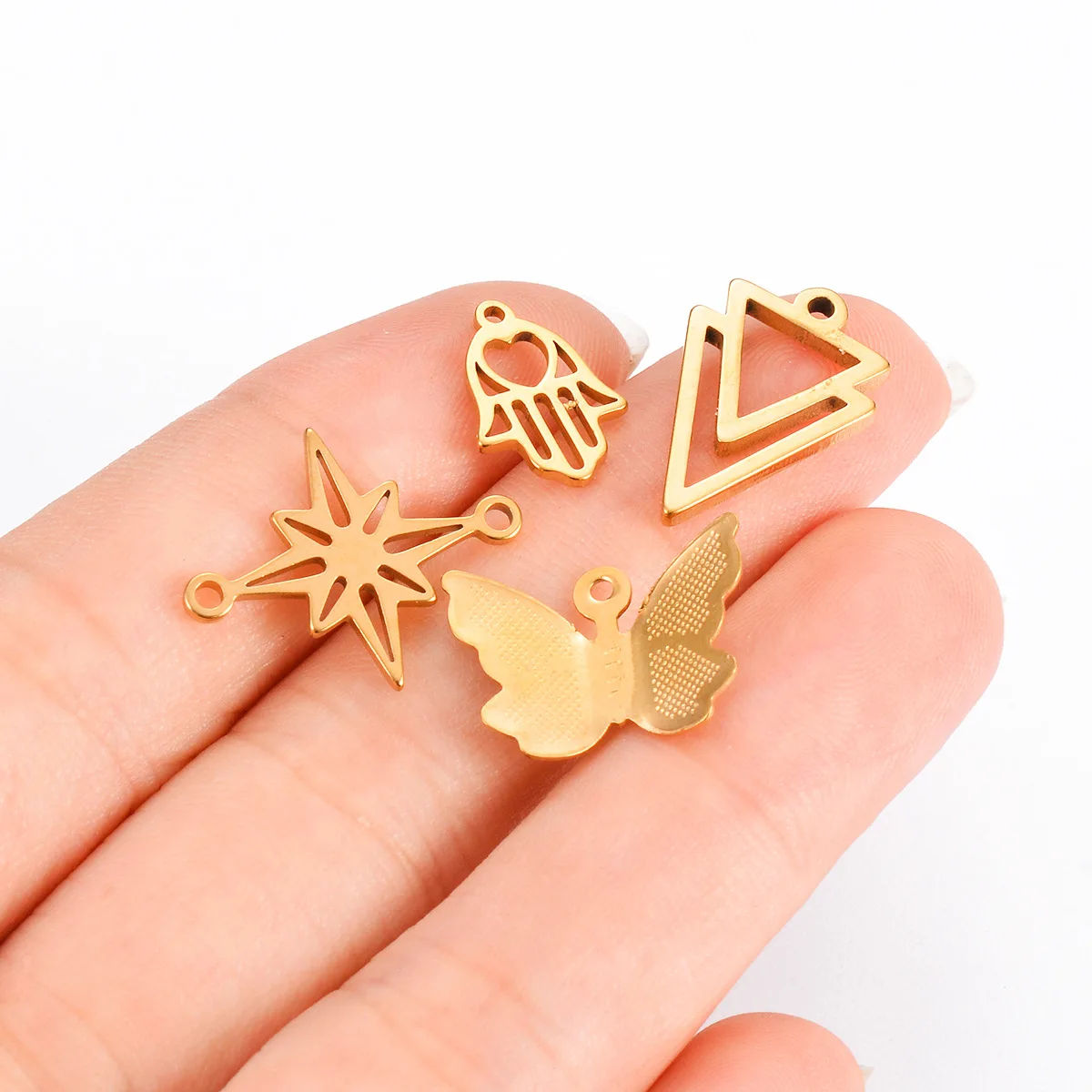 Chic 18K Gold Plated Stainless Steel Butterflies Geometry Star Pendant Connector for DIY Necklace Earrings Bracelet Jewelry