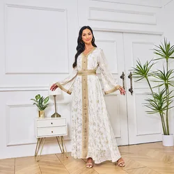 Wholesale Middle East Dubai Evening Dress Islamic Clothing Muslim Dress Fashion Gold Stamped Robe