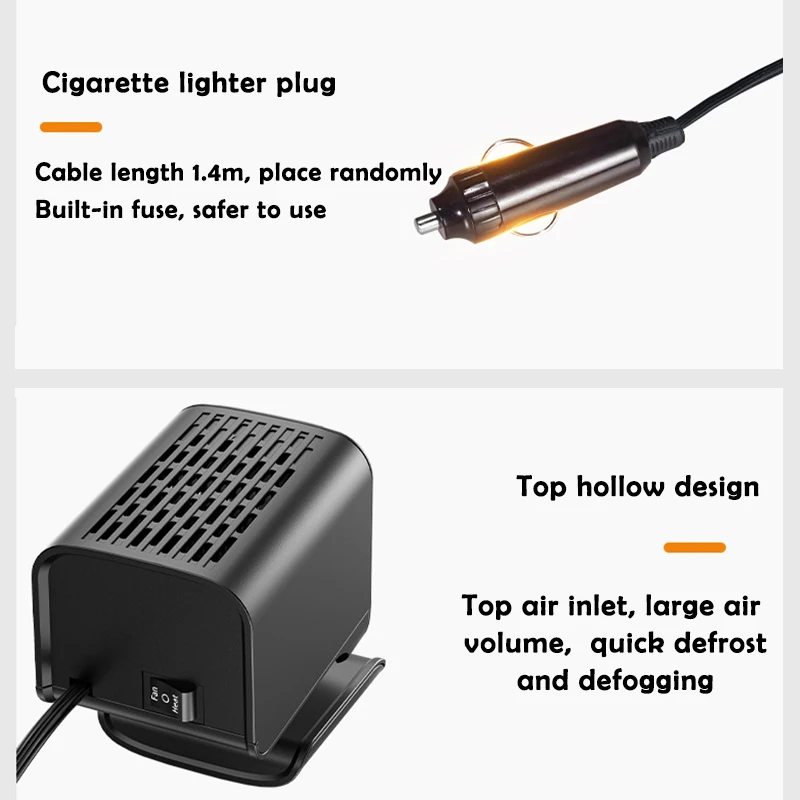 2 In 1 Heating Cooling Adjustable Car Fans Cigarette Lighter Plug Portable 12v 120w Windshield Defogger Defroster Car Air Heater