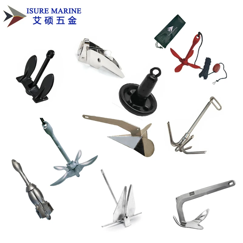 Boat Marine 316 Stainless Steel Folding  Bruce Plough Danforth Type Anchor Grapnel From Isure Marine Made In China