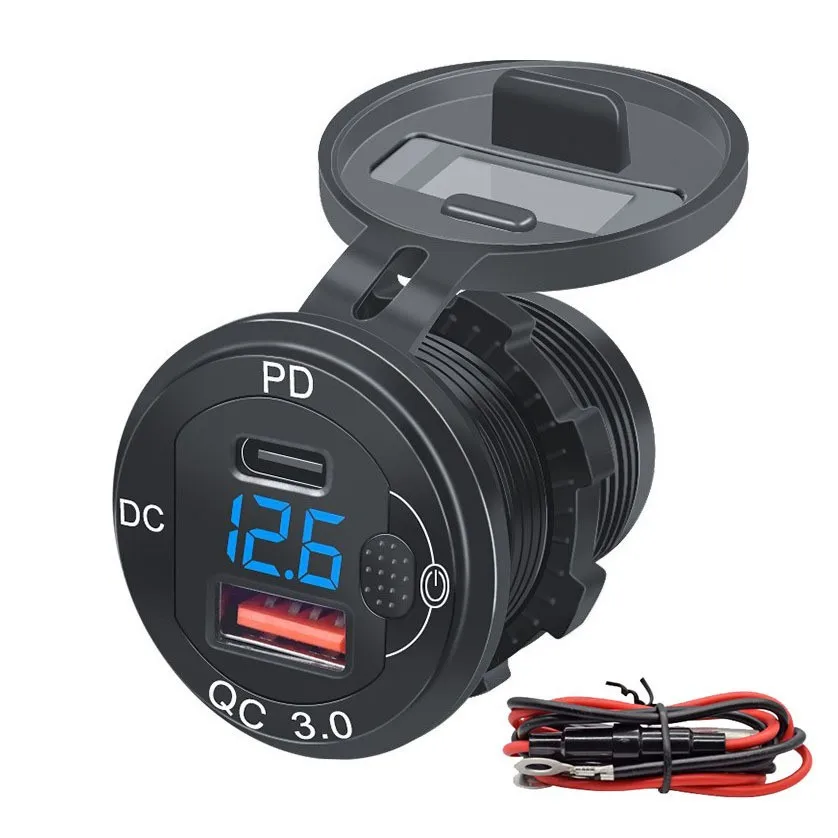New 12V Anderson connector Dual USB Charger Power Socket Outlet Plug Charging Panel Mount for Car 12 Months CN;GUA Green/red Bl