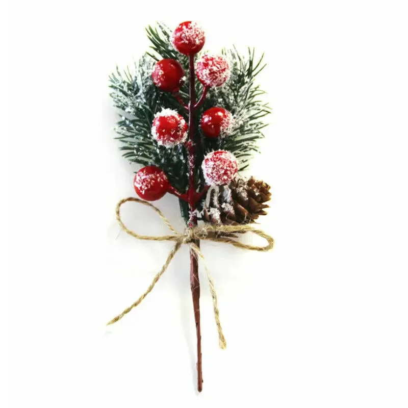 New Design Christmas berry pine needles decorated with snow rope red berry bouquet