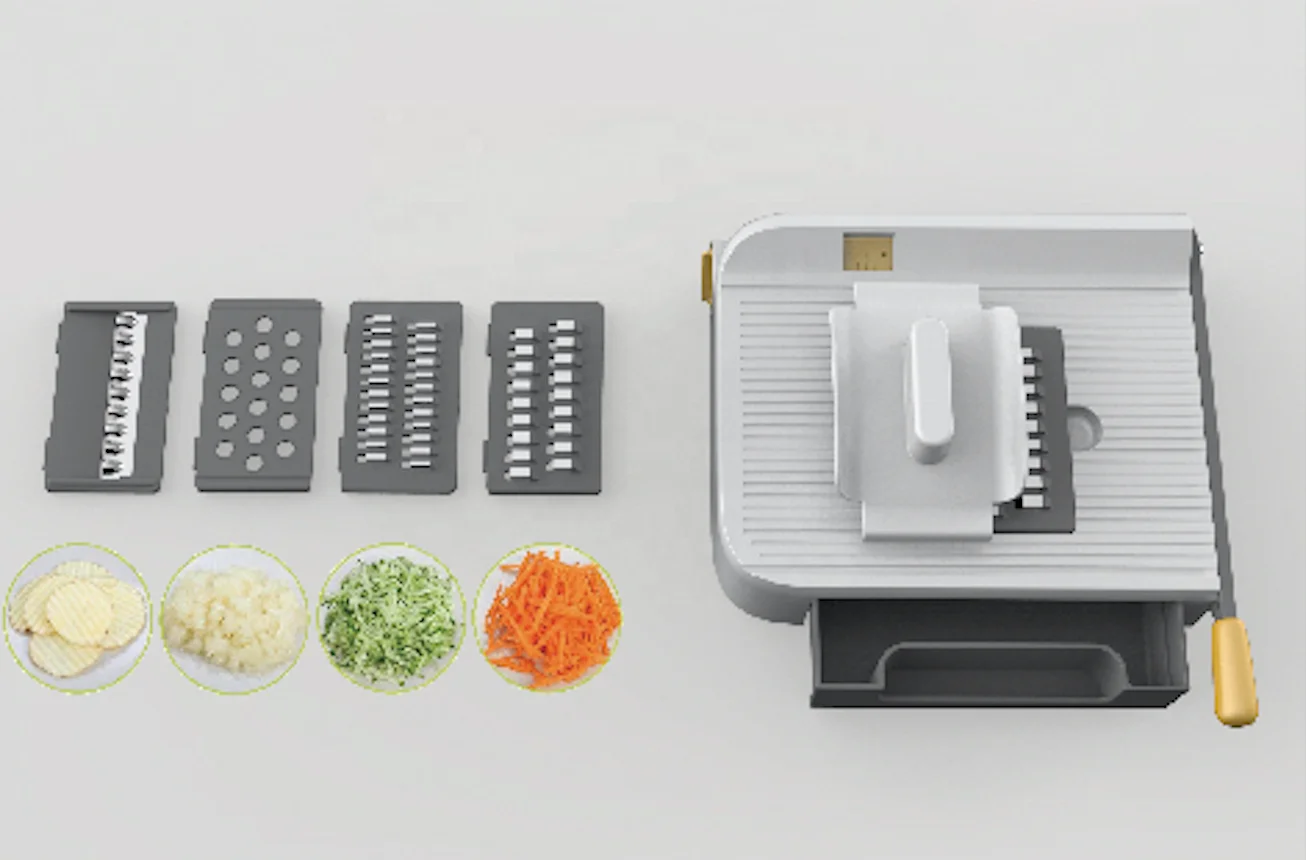 Multi-function hand adjustable thickness dial safe manual fruit shredder dicer cutter grater chopper mandoline vegetable slicer