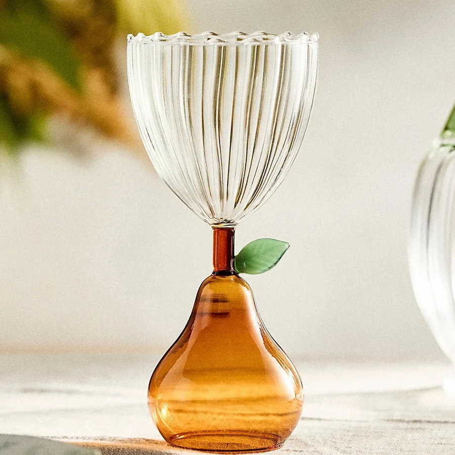 Wine Champagne Glasses  Ripple Pattern Short Stemmed Goblet Wine Glass Cup with Pink Heart Design Wings For Lovers Wedding Gift