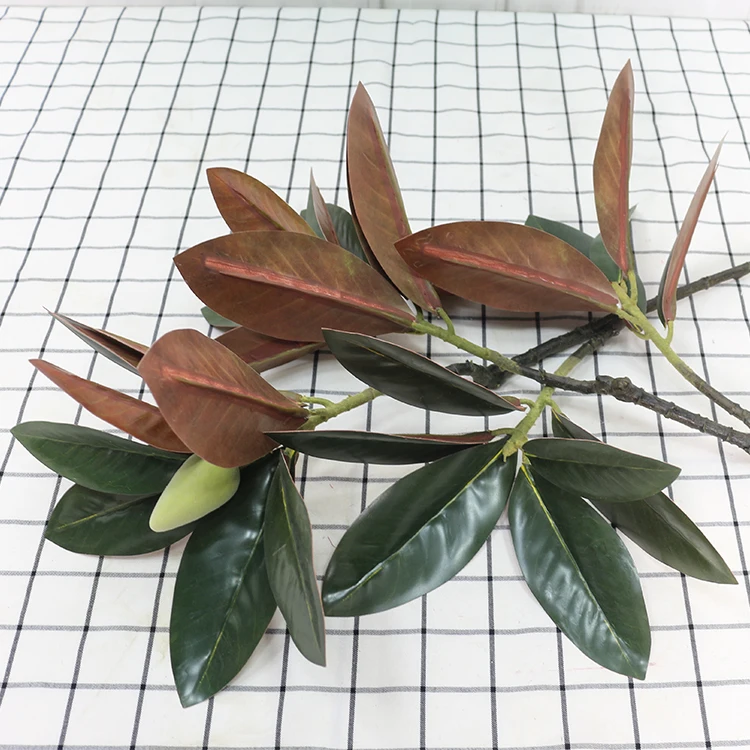 Hot selling ins style Artificial magnolia branch for Wedding Home Garden Decoration artificial magnolia leaf stem