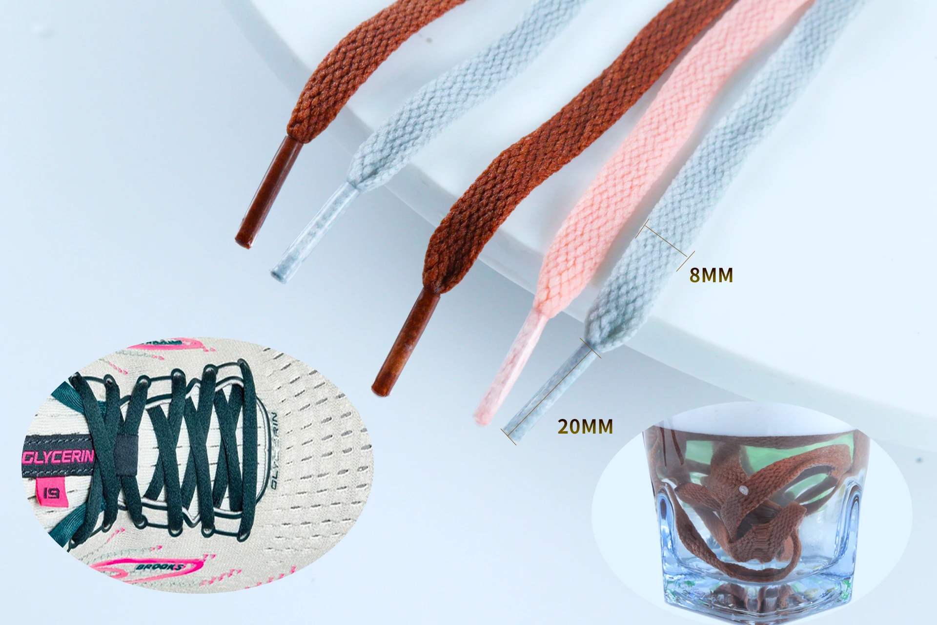 Custom  Flat Shoe Lace 8mm Wide  Shoelace for sneaker  laces