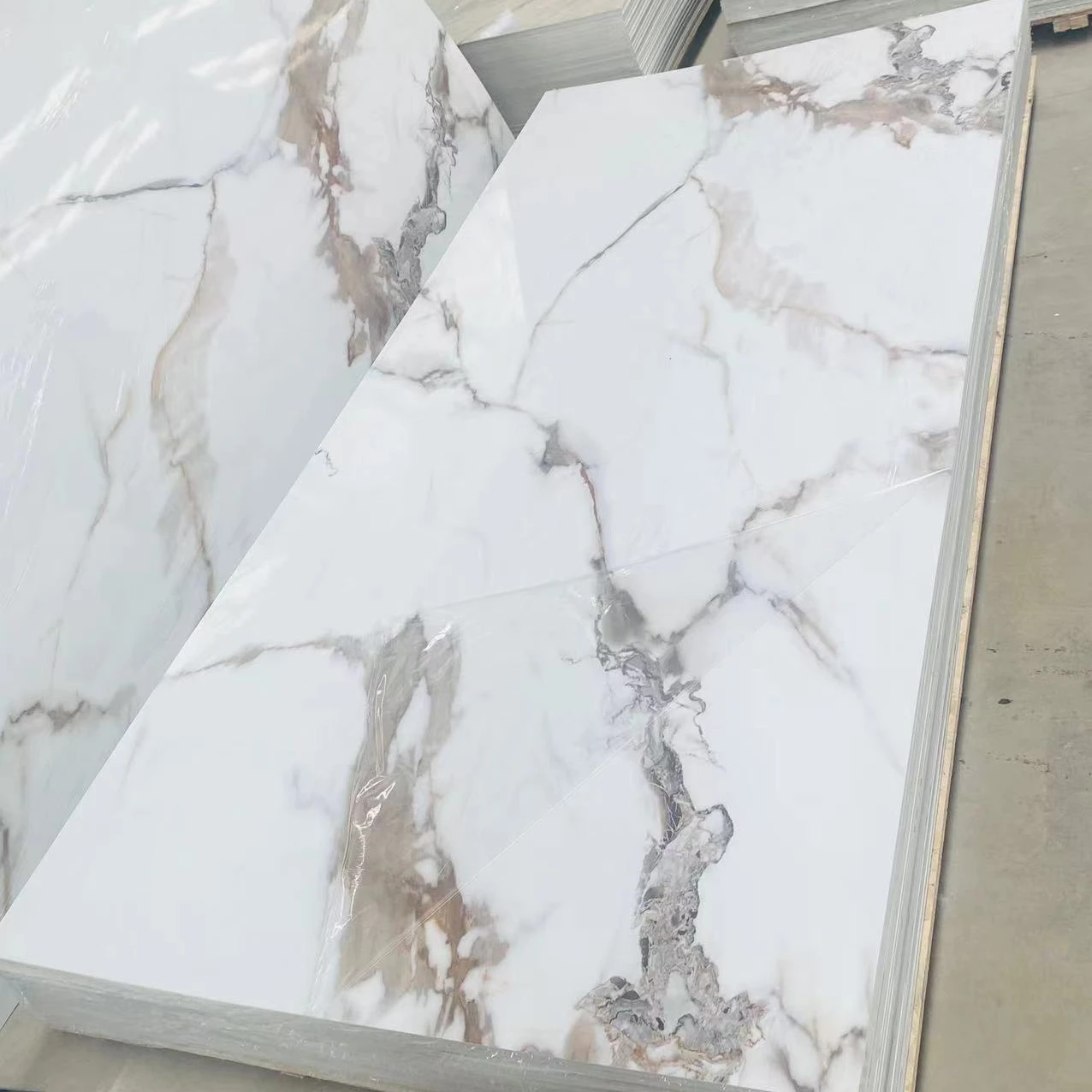Heat Resistant Durable Stylish Interior Decoration Materials UV PVC Marble Panels For Wall Covering
