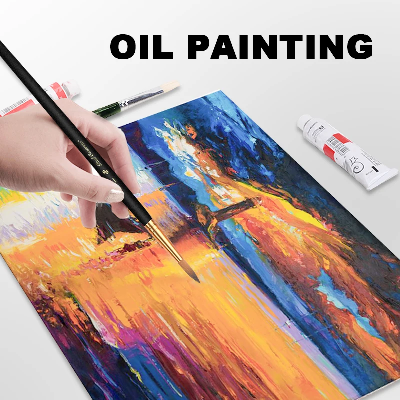 6 шт масло набор кистей в черном деревянном корпусе полюс Кисть оптовая продажа с фабрики Кисти Набор для нейл Арта, набор