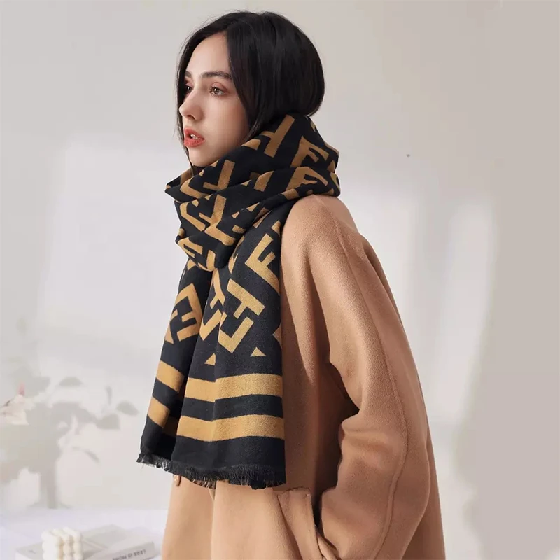 Women Winter Warm Vintage Print Cashmere Scarf Pashmina Shawl Ladies Outdoor Blanket Wraps Long Cape