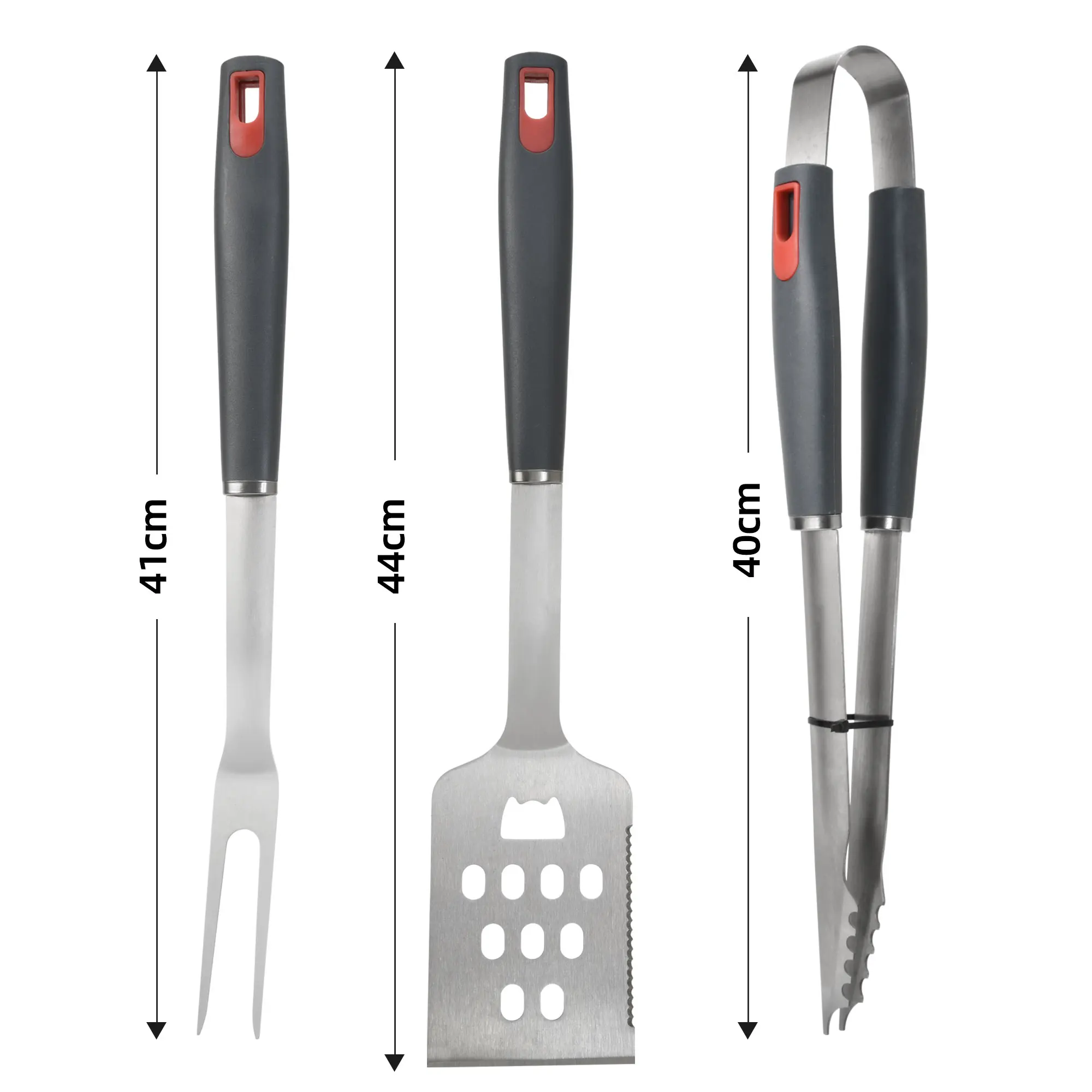 3pc Grill Accessories Stainless Steel Grill Tools BBQ Tool Set with Spatula Fork BBQ Tongs