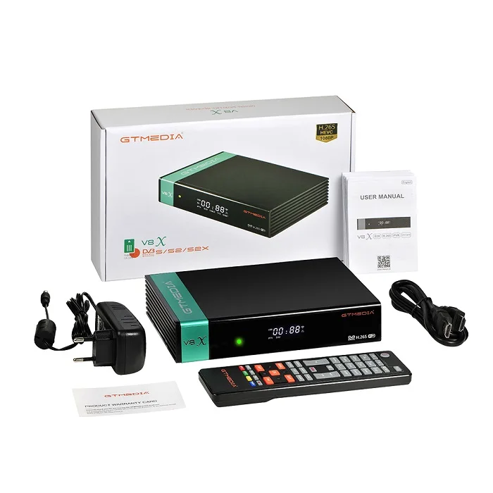 GT Media V8X DVB-S2 декодер спутникового рецептора с Wi-Fi/HEVC H.265/TV SCART/1080p Full HD/ Ethernet