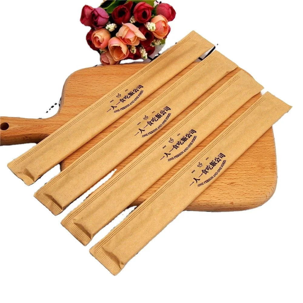 Customized Kraft Paper Wrapped Disposable Bamboo Chopsticks Wholesale Personalized Korean Wooden Chopsticks