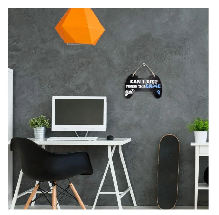 Can I Just Finish This Game Hanging Game Controller Wooden Plaque Gaming Quote Signs