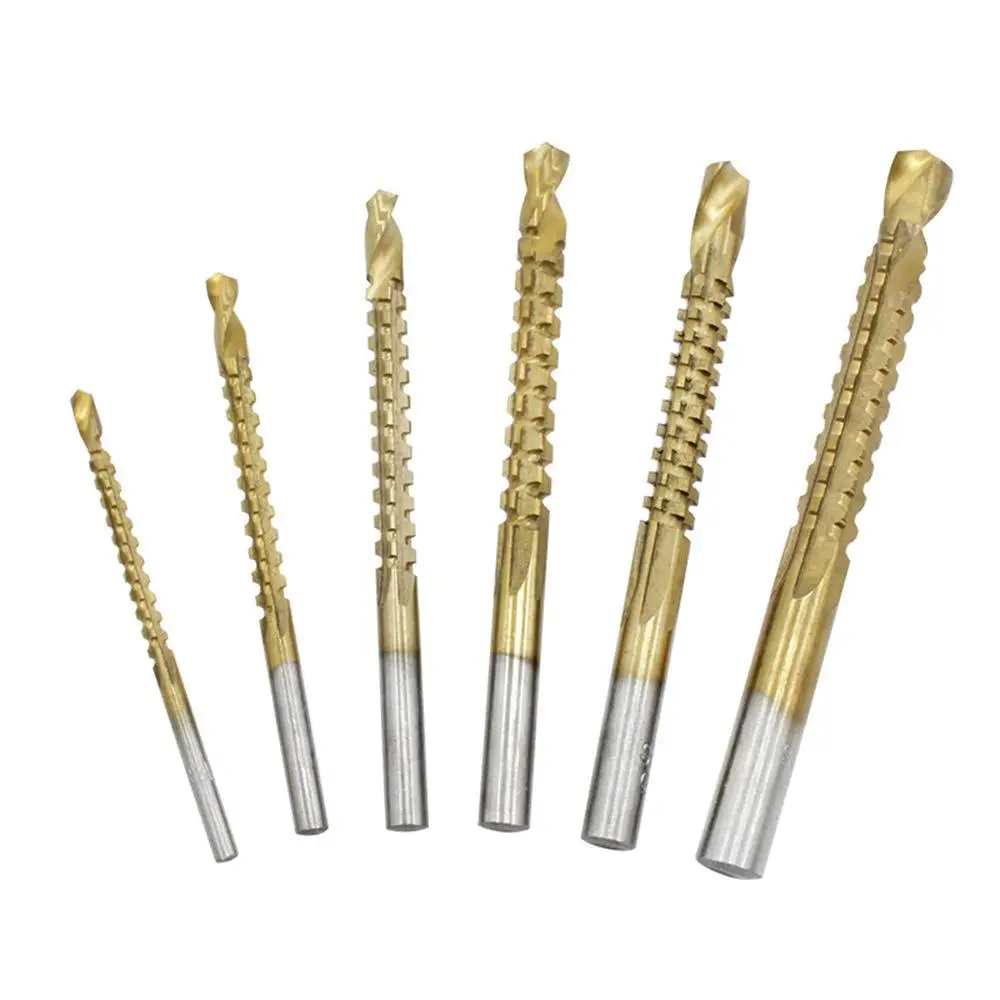 High speed steel titanium plated Metal saw drill 3-8mm Drill Bit Woodworking Bit Serrated Twist Drill