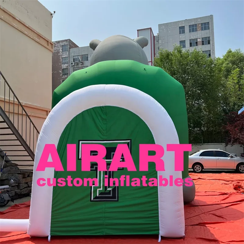 Inflatable Mascot Tunnel Green Color Inflatable Football Tunnel Customize Inflatable Bulldog Tunnel For Big Sporting Event